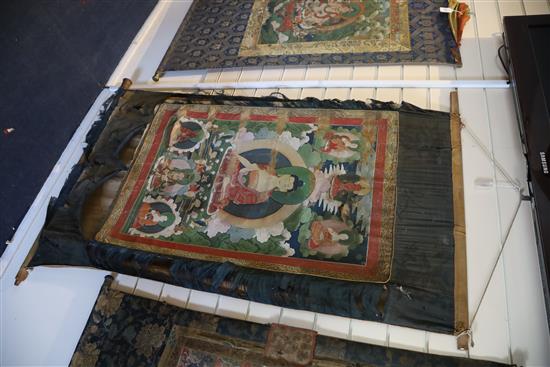 A thangka depicting Buddha Shakyamuni, Tibet, 19th century, Total dimensions 148cm x 102cm